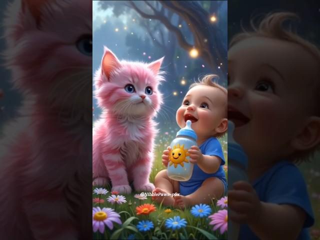Cutest Baby and Fluffy Kitty Moment Ever! 
