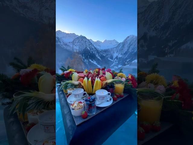 Floating breakfast in the Italian Alps️ #snow #shorts #winter