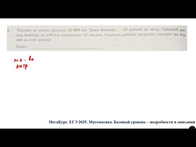 ЕГЭ. Математика. Базовый уровень. Задание 1. Таксист за месяц проехал ...