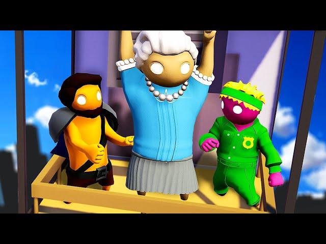 Saving Granny from Broken Elevator - Gang Beasts (Funny Moments)