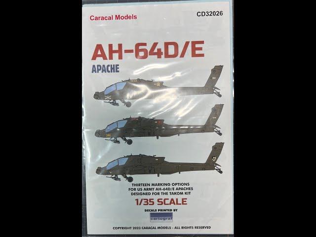 Scale Model Quickie #9 Caracal Models 1/35 AH-64 Apache Decals for Takom