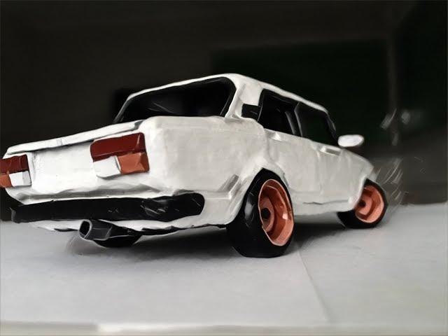 vaz 2107 plasticine car, tuning, painting, new wheels