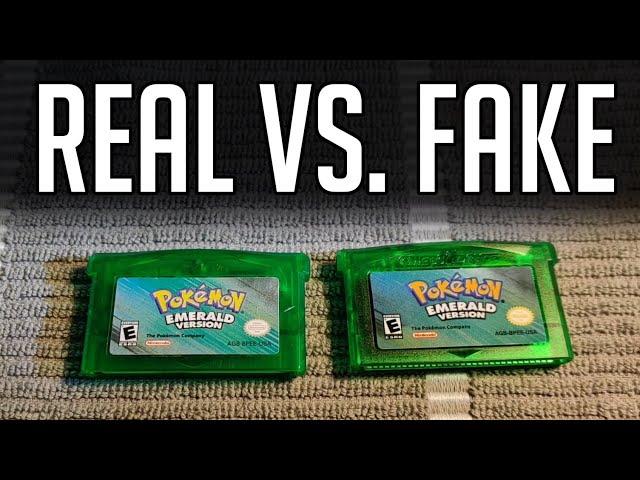 Real vs Fake Pokemon Emerald Example Quick Easy How To Spot a Fake GBA Game Boy Advance Pokemon Game