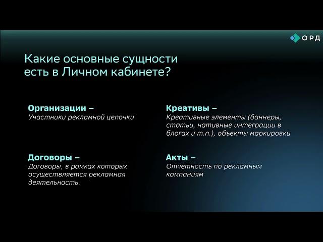 Личный Кабинет ОРД – основная информация, начало работы, основные экраны