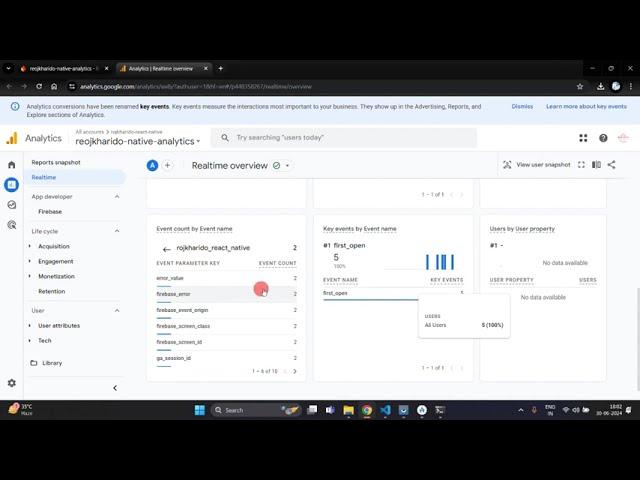 React Native (Firebase Google Analytics)