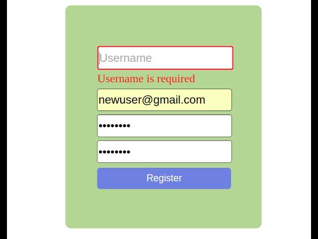 Form validation with JavaScript (on user registration form)