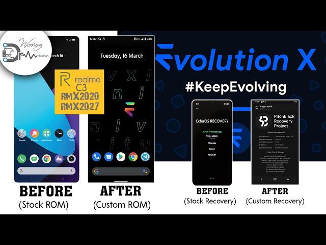 How to install Custom Recovery Pitch Black and Custom ROM EvoX+Root on Realme C3 RMX2020/2027/2021