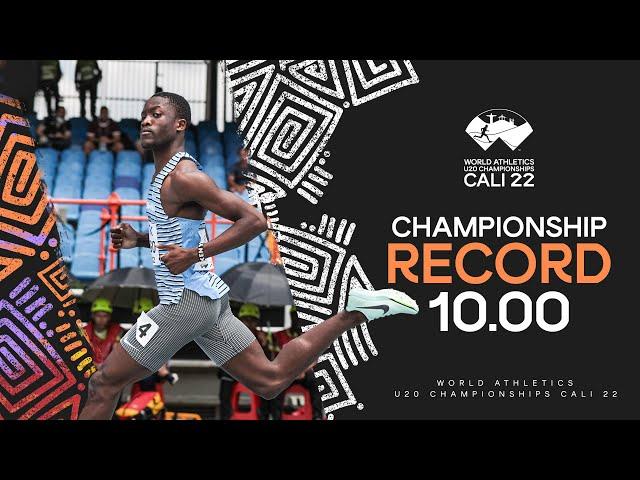 Letsile Tebogo SMASHES championship 100m record | World Athletics U20 Championships Cali 2022