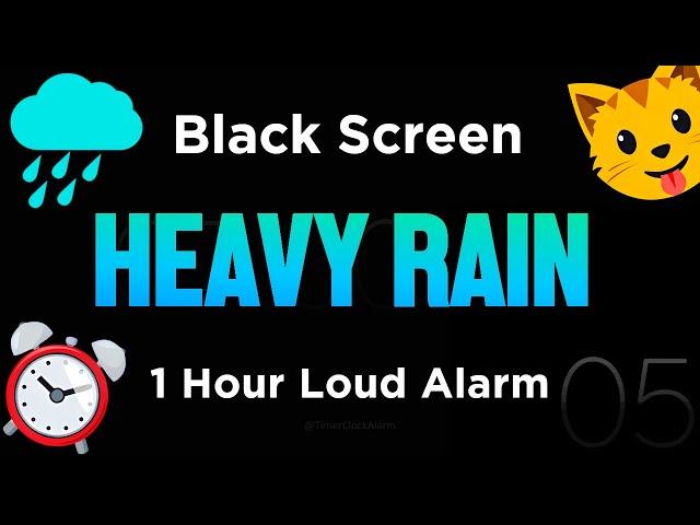 Black Screen  5 Hour Timer ⏱️ Soothing Rain Sounds  + 1 Hour Loud Alarm for Sleeping  (no ads)