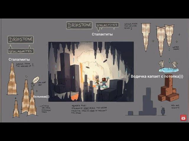 Minecraft Caves&Cliffs concept arts/ Майнкрафт Пещеры и Скалы концепт арты +перевод