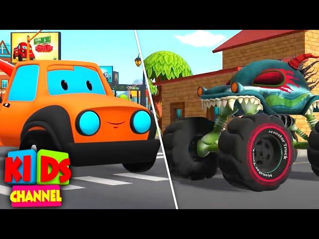 Road Rangers Vs Haunted House Monster Truck | Car Cartoon Videos for Kids