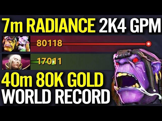 NEW WORLD RECORD 2400 GPM - 7Min Radiance Alchemist Insane Farm WTF Dota 2