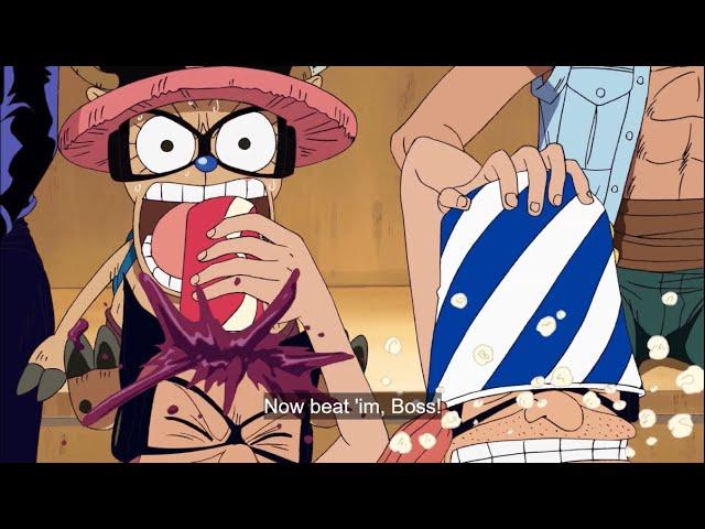 Robin gets angry when foxy pirates insult Luffy.