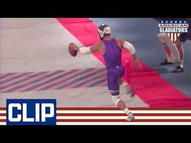 Football Players Leave Gladiator In The Dust   | American Gladiators