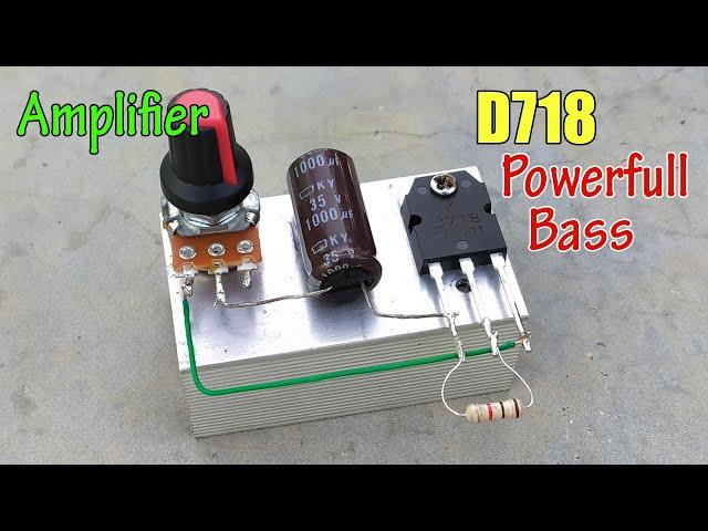 DIY Transistor D718 Amplifier Circuit 12V with Volume Control || Powefull Bass