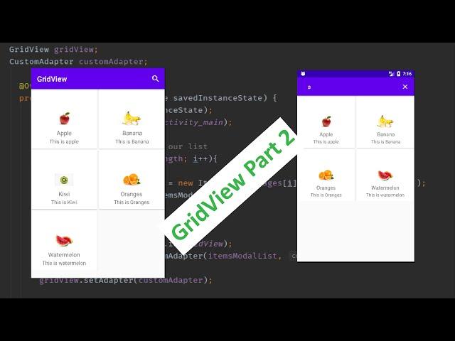 Android GridView With Filter and OnClickListner part 2 || GridView with search filter