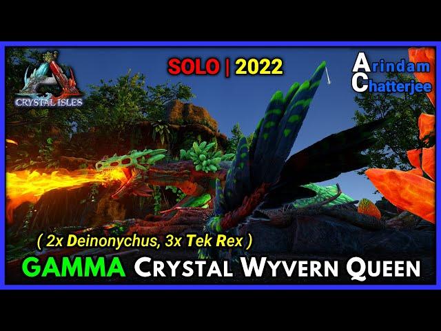 Ark Crystal Isles - SOLO GAMMA CRYSTAL WYVERN QUEEN BOSS FIGHT vs 2x Deinonychus, 3x TekRex - S2E230