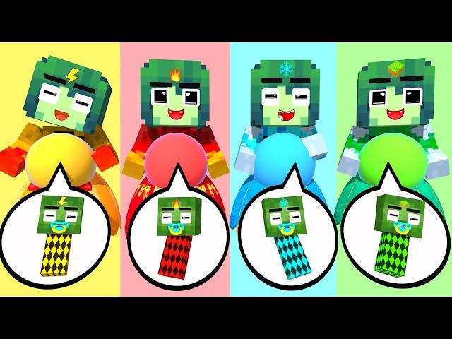 Monster School :  Zombie x Herobrine Elemental  - Minecraft Animation