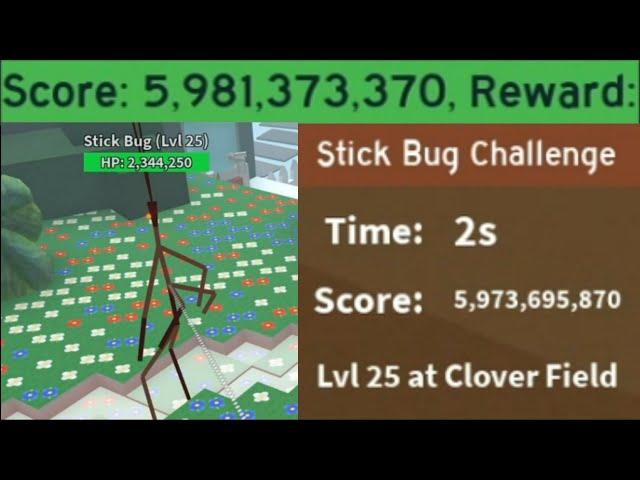 WORLD RECORD SOLO 5.98B SCORE STICK BUG | WORLD FIRST LEVEL 25 STICK BUG | Bee Swarm Simulator