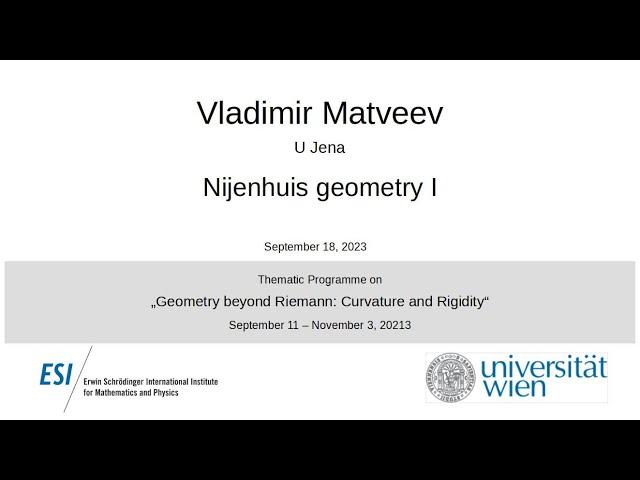 Vladimir Matveev - Nijenhuis geometry I