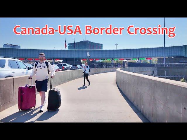 Walking across Canada-USA Border in Niagara Falls on foot to American Falls 2024