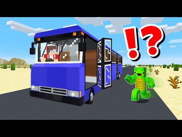 JJ and Mikey in FAMILY BUS HOUSE CHALLENGE in Minecraft / Maizen animation