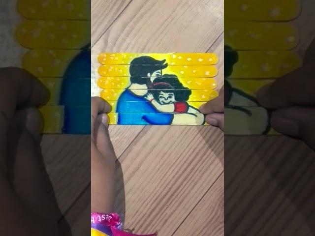 father and daughter drawing on stick l draw by # Apurva's art 