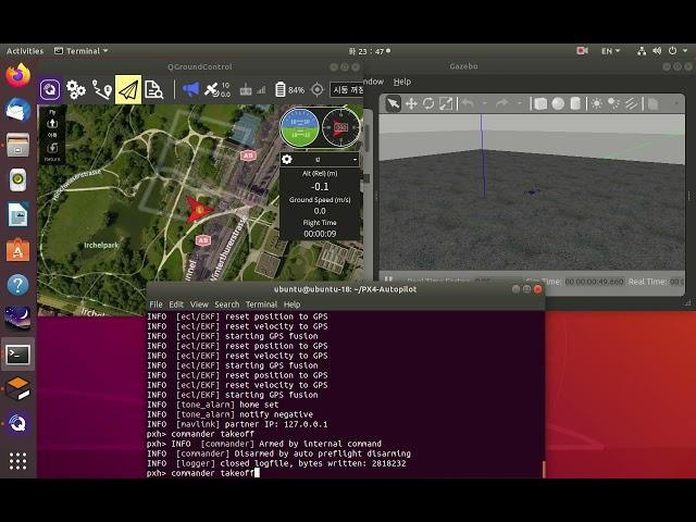 Gazebo takeoff & land with QGC on Ubuntu 18.04_01