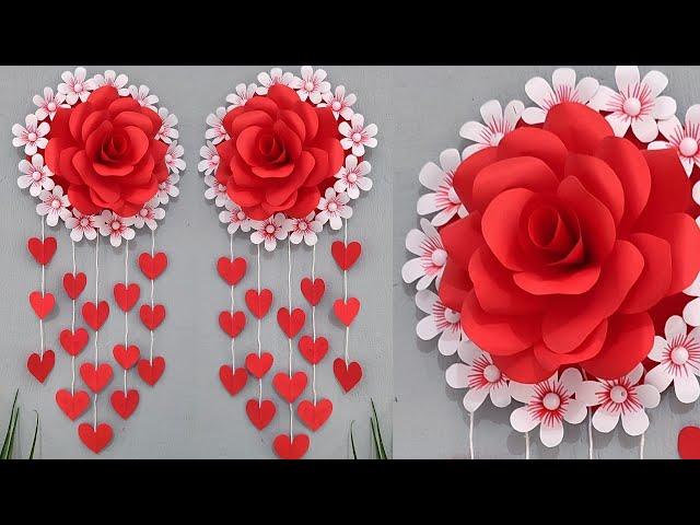 Easy paper craft wall hanging | Rose paper flower wall decor | Diy Room decor | Home decor ideas