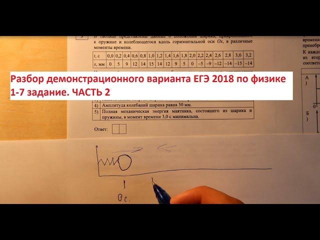 Разбор демонстрационного варианта ЕГЭ 2018 по физике. 1-7 задание. Часть №2