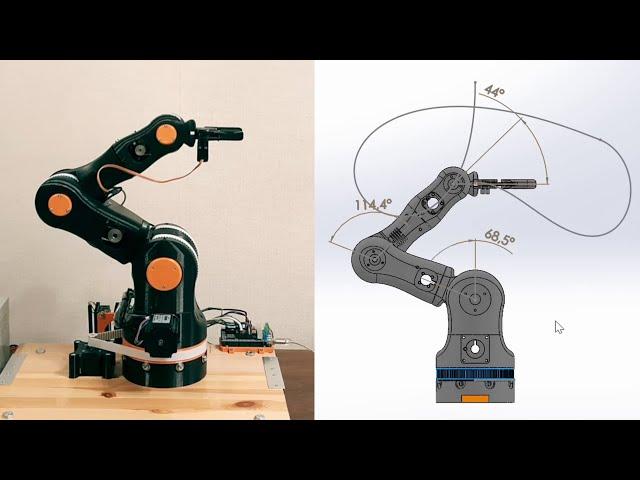 Управление роботом Moveo с помощью 3D модели | Robot Arm Moveo - control with 3D model