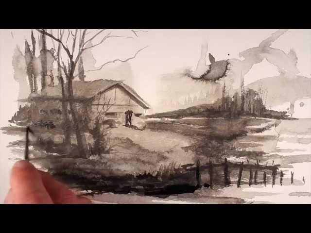 Creative Drawing Exercise with Ink Wash