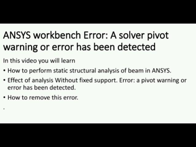 Static Structural Analysis of a Beam | ANSYS Workbench Tutorial