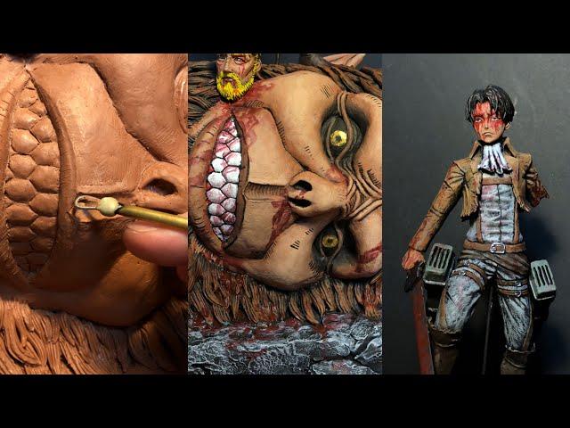 Sculpting Levi kills the Beast Titan | Attack On Titan / 진격의 거인 짐승 거인을 죽인 리바이 만들기