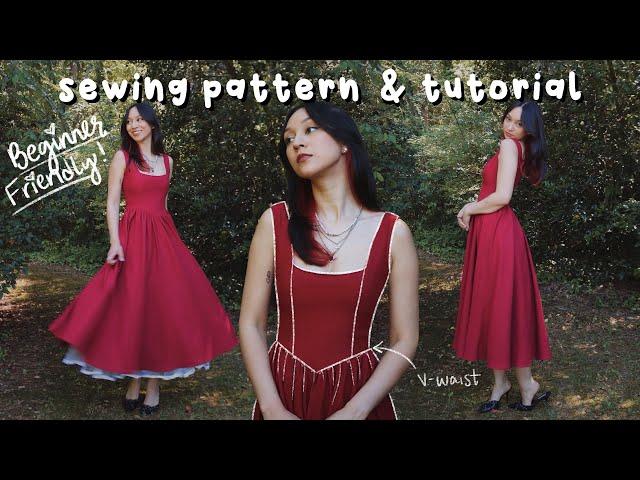 EASY V-Waist Princess Dress Sewing Tutorial & Pattern // Beginner Friendly Sewing