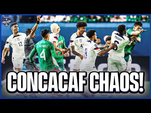 Concacaf CHAOS as FOUR players sent off in US-Mexico derby! 🟥