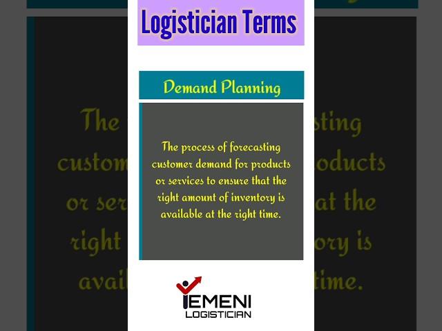 Demand Planning | #supply_chain and #logistics Terms and Concepts #logistician