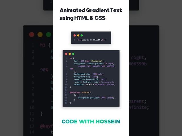 Gradient Text Animation using CSS | #shorts