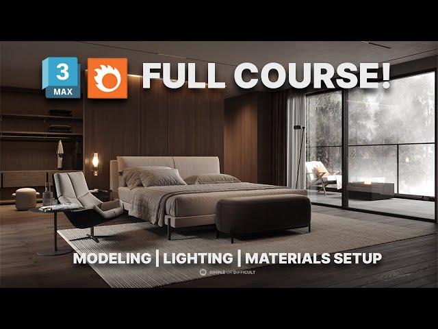 Modeling a Bedroom scene in 3ds max - 3ds Max + Corona Render Full Course!