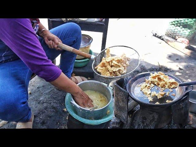 INTIP GORENG MBOK POER KLATEN, PROSES PRODUKSINYA PAKAI KAYU BAKAR di PINGGIR JALAN RAYA