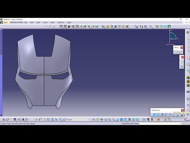 Iron Man Helmet Step by Step Tutorial 1 | Sketch tracer | free style | CATIA V5 | @cadguruji