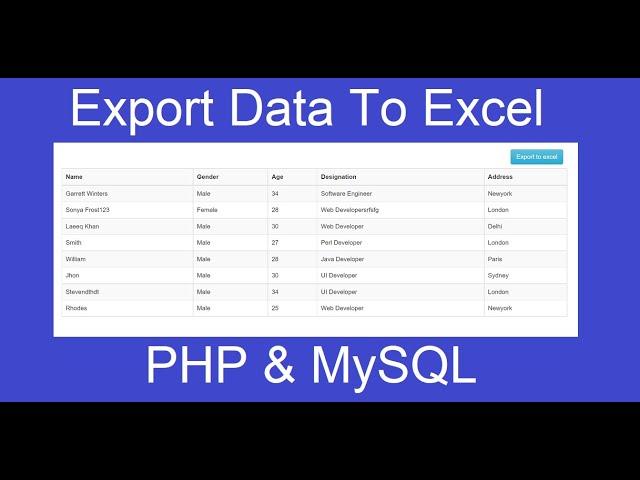 Export MySQL Table Data to Excel with PHP - PHP Project