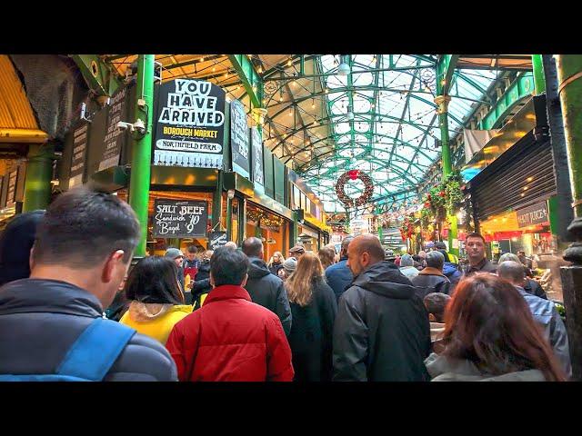 Full Tour: London’s Borough Market at Christmas  London Winter Walk 2024  4K HDR