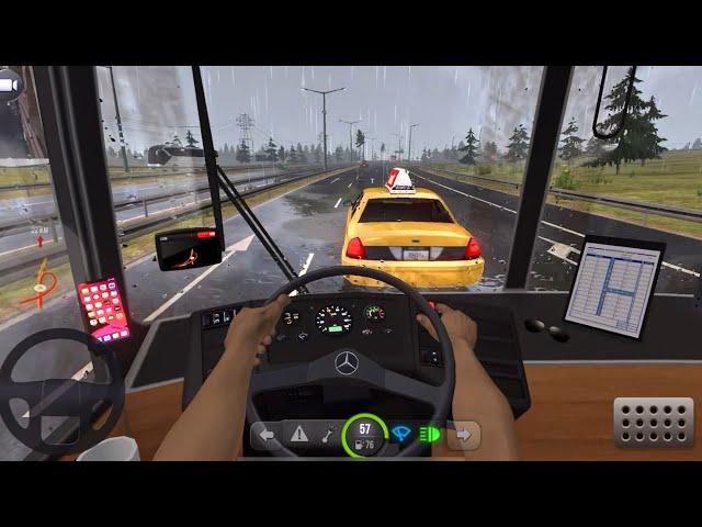 Bus Simulator Ultimate Mobile GamePlay - Rainy Day Public Bus Driving City to City