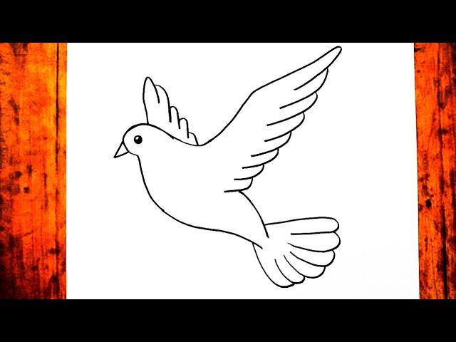 A Very Easy Bird Drawing, How to Draw Bird Drawing Step by Step