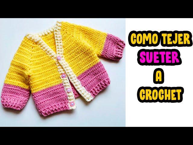 Suéter a Crochet Cuello en V (PASO A PASO) para BEBE Y NIÑOS‼