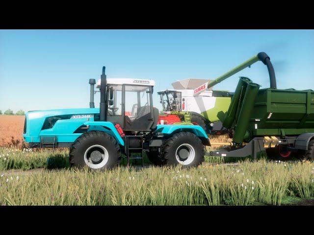 FS22 / Карта Кошмак #06 Уборка рапса близ села, Claas Lexion 670, JD8530, Raba 250, JD790i, МТЗ-1221