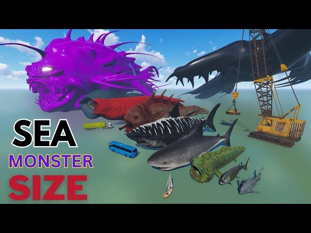 "Who’s the Biggest? Sea Monster Size Comparison 3D (2025) | Bloop vs Space Bloop vs El Gran Maja!