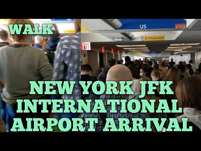 Arrival Walk at JFK John F. Kennedy International Airport New York all the way to Time Square 4K