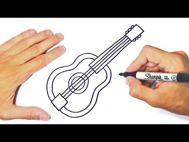 How to draw a Guitar Step by Step | Easy drawings